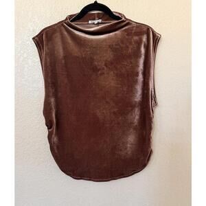 New Reformation Lindy Velvet Top Blouse In Brown Size XL
